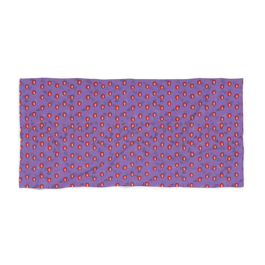 Vibrant Strawberry Print Beach Towel, Summer Essential, Poolside Companion, Travel Accessory, Vacation Must-Have, Fun Gift Idea